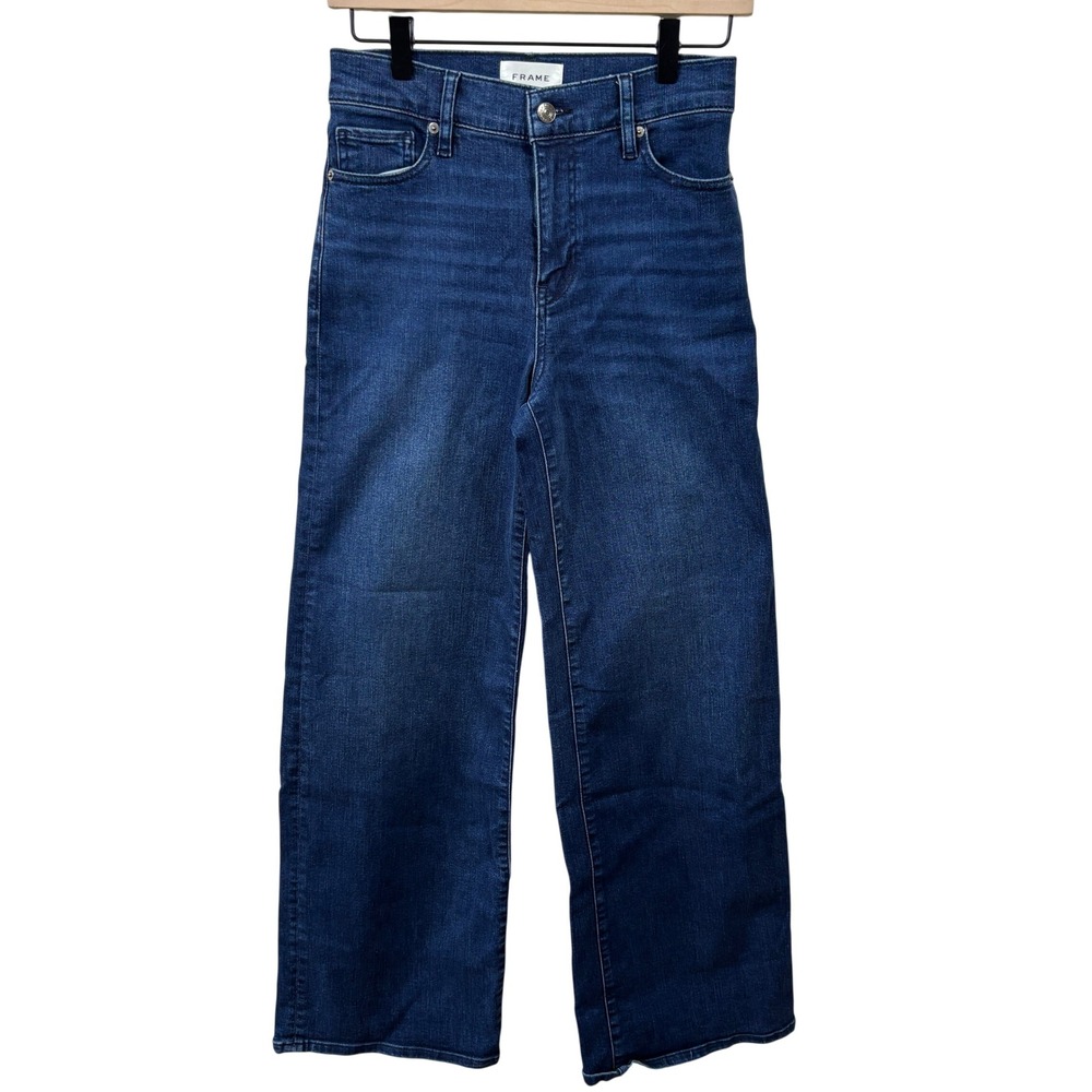 FRAME Le Slim Palazzo Blue Dark Wash High Rise Wide Leg Denim Jeans Womens 26